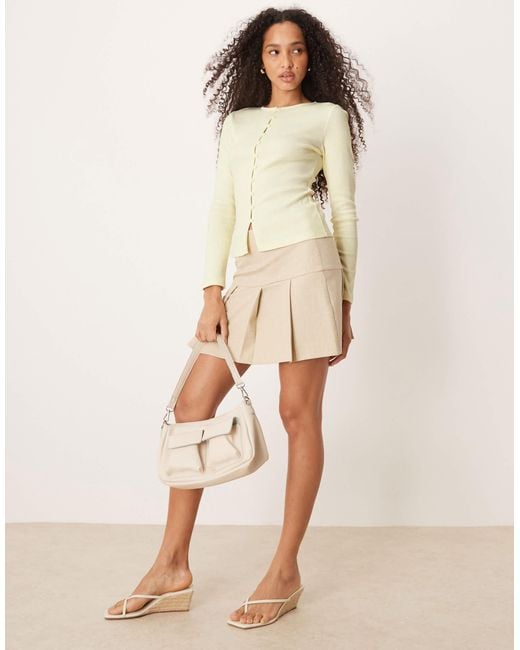 ASOS Natural Compact Mini Rib Button Through Top