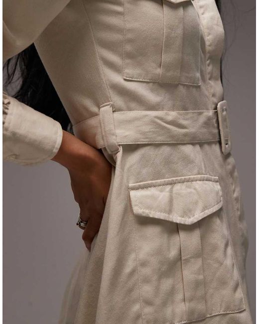 ASOS Natural Utility Shirt Mini Dress With Belt