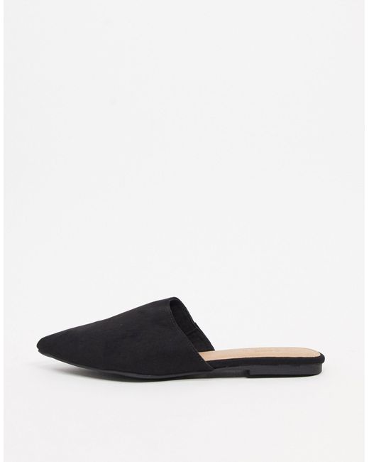 ASOS Wide Fit Lava Pointed Flat Mules in Black - Lyst