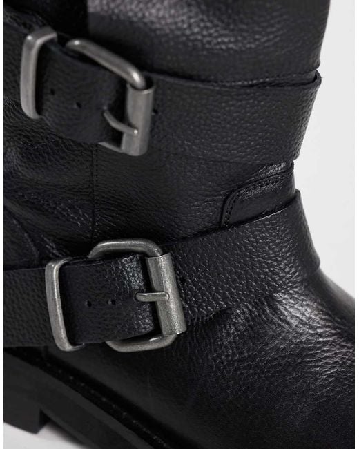 ASOS Black Clover Boho Buckle Slouchy Knee Boots