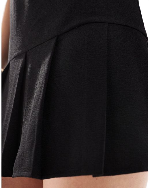 ASOS Black Sleeveless Mini Dress With Pleated Skirt