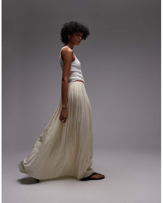 TOPSHOP Gray Shirred Waist Crinkle Full Skirt