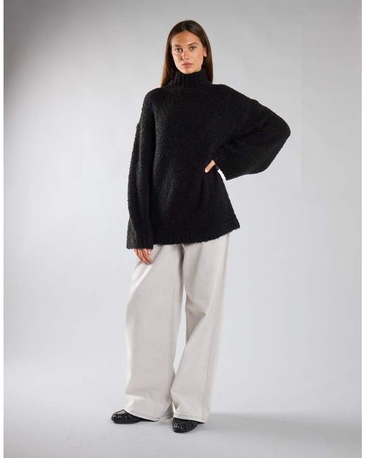 Glamorous Black Relaxed Fit Wide-Sleeve Knit Jumper