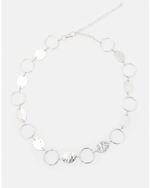 Pull&Bear White Metallic Circles Belt