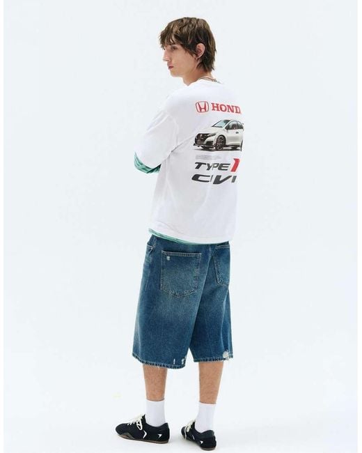 Pull&Bear White Honda Type R T-Shirt for men