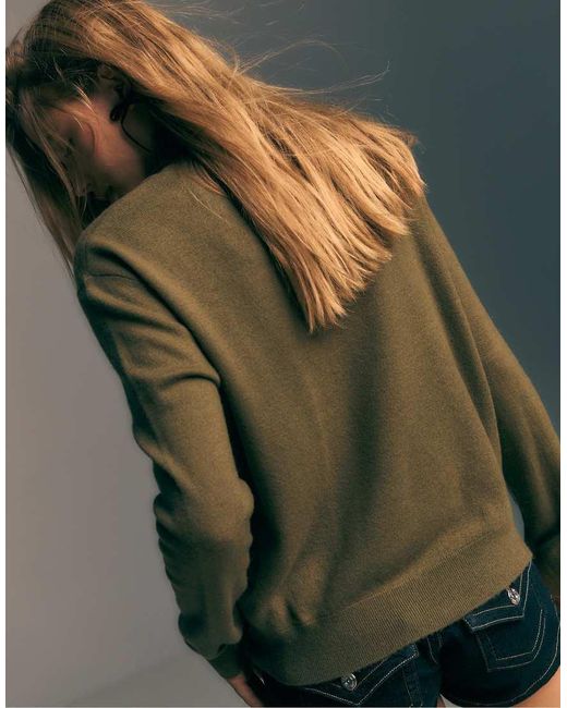 Stradivarius Sweater Van Extra Zachte 100% Viltstof Met Textuur in het Green