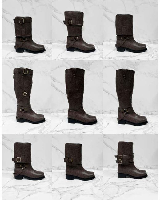 GIA STUDIOS Black Multi Way Knee Ankle Removable Straps Boots