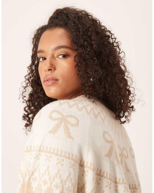 ASOS Natural Asos Design Curve Bow Detail Yoke Cardigan