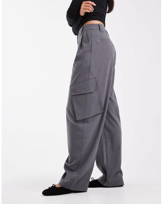 ASOS Gray Tailored Utility Barrel Trouser