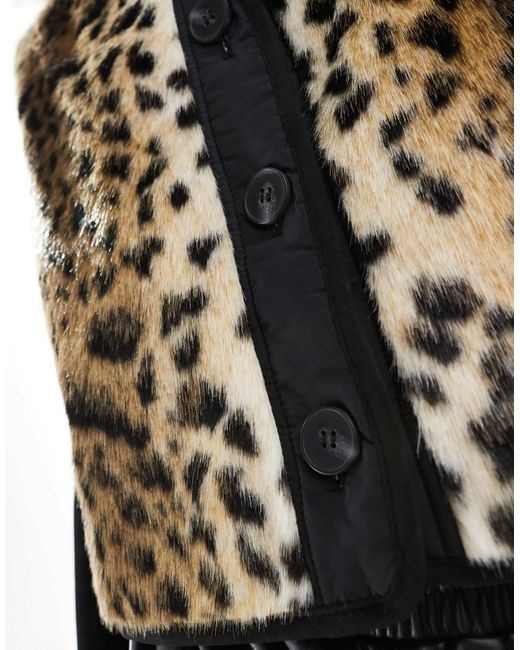 ASOS Black Leopard Print Faux Fur Gilet