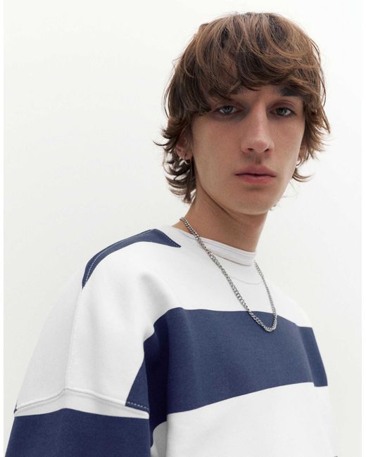 Pull&Bear – basic-sweatshirt in Blue für Herren
