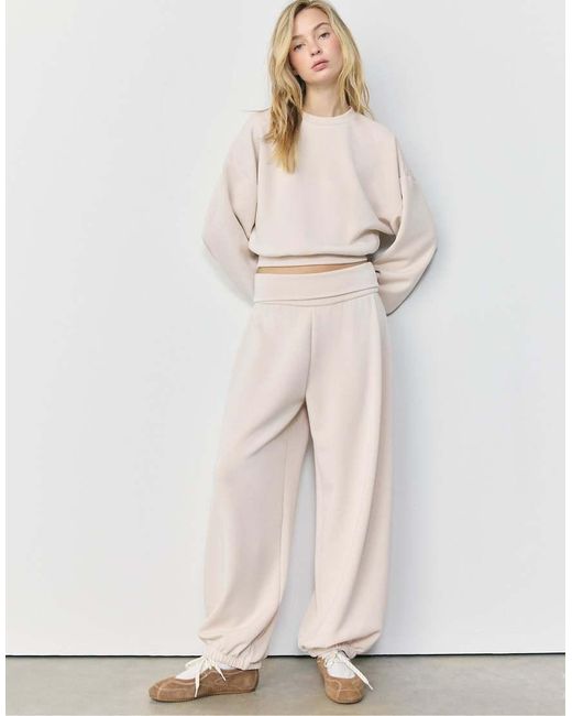 Stradivarius Natural Soft-Touch Batwing Sleeve Sweatshirt