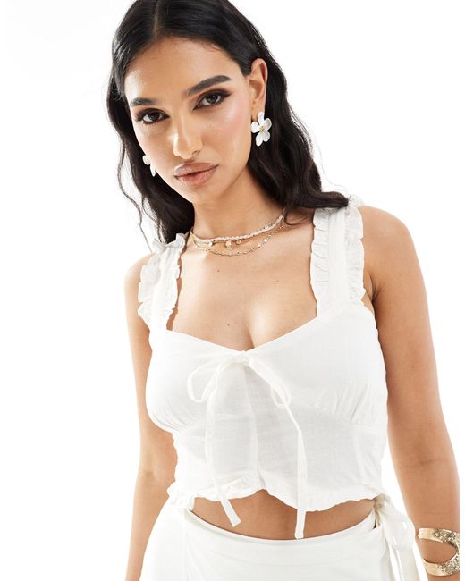 In The Style White Milkmaid Frill Top