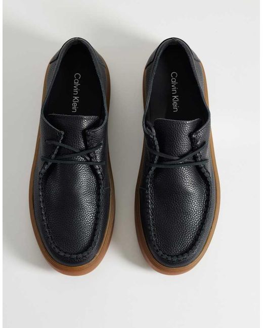 Calvin Klein Blue Jeans Chunky Hybrid Leather Apron Lace Up Shoes for men