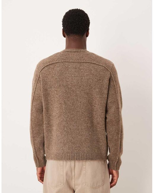 ASOS Brown Relaxed Knitted Henley Neck Jumper for men