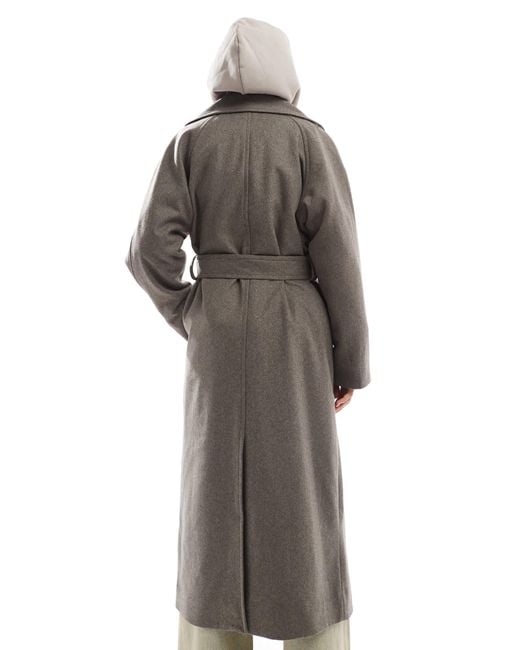 Weekday Gray Kia Wool Blend Oversized Coat With Tie Waist Detail