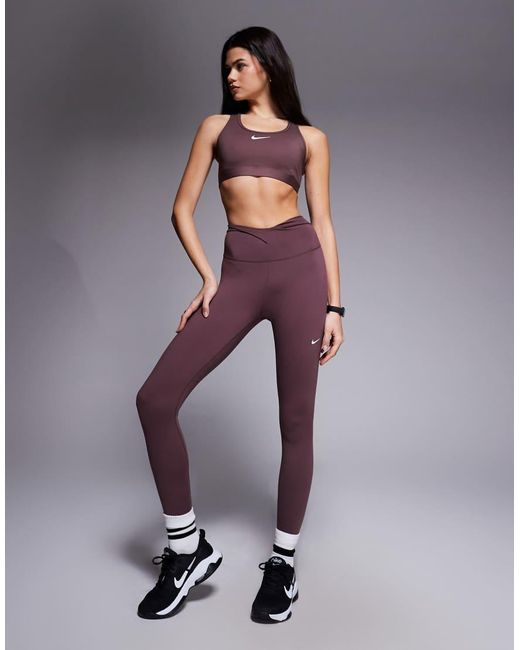Nike Purple Nike One Training Dri-fit Wrap Waist 7/8 leggings