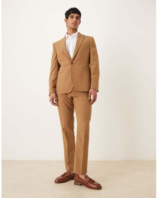 ASOS Natural Wool Blend Slim Suit Jacket for men