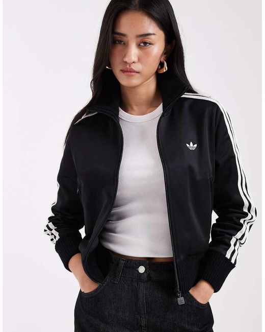 Adidas Originals Gray Firebird Track Top With Knitted Crochet Details