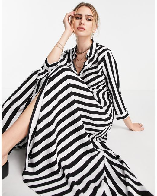 Y.A.S White Y.a.s – maxi-hemdkleid mit plakativem streifenmuster