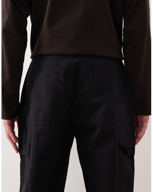 ASOS Black Straight Leg Cargo Pants for men