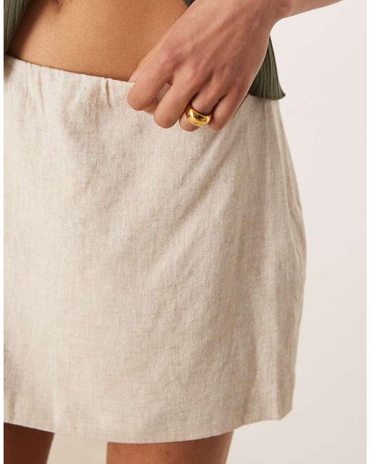 Abercrombie & Fitch Gedrapeerde Linnen Skort in het Natural