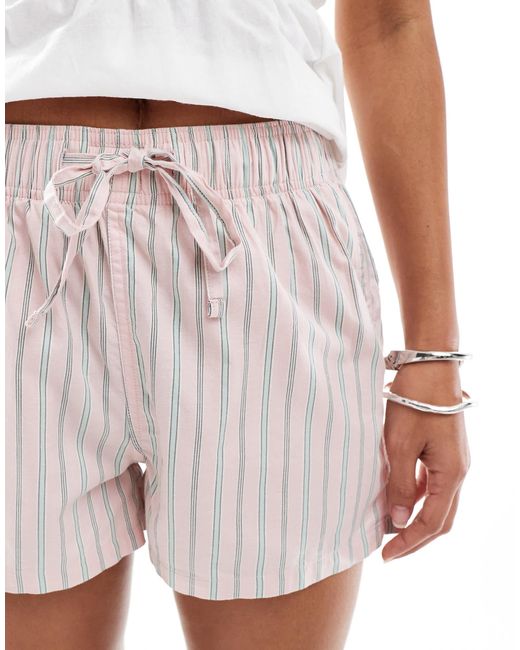 Superdry White – elastische shorts im boxershorts-stil aus baumwolle mit streifen
