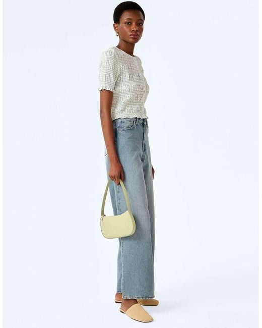 OMNES Blue Burke Cropped Mint And Gingham Top