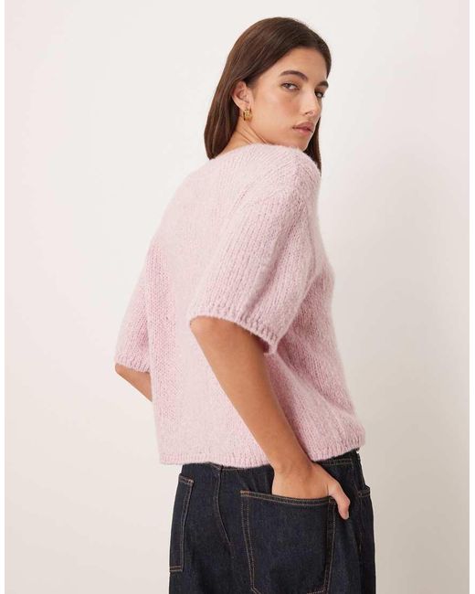 Jdy Pink Short Sleeve Knitted Jumper