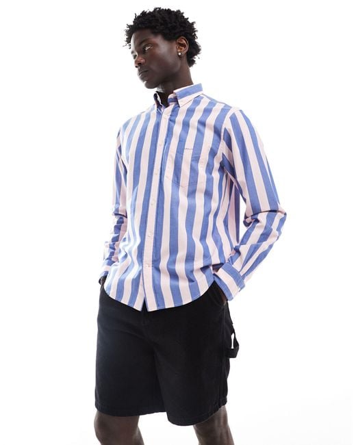Gant Blue Logo Parasol Stripe Poplin Shirt for men