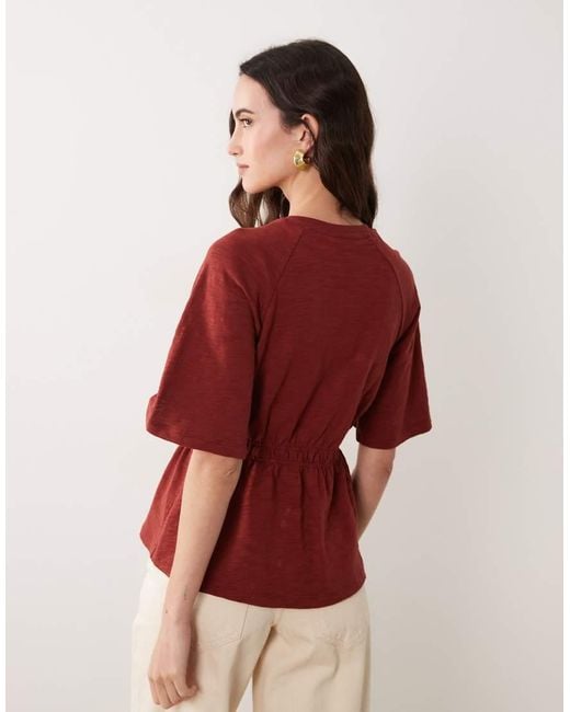 ASOS Red Oversized Short Sleeve With Cinched Waist Top
