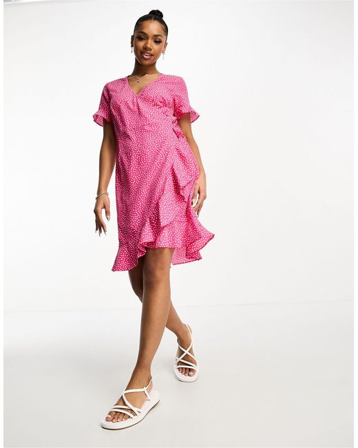 Vero Moda Wrap Mini Dress in Pink | Lyst