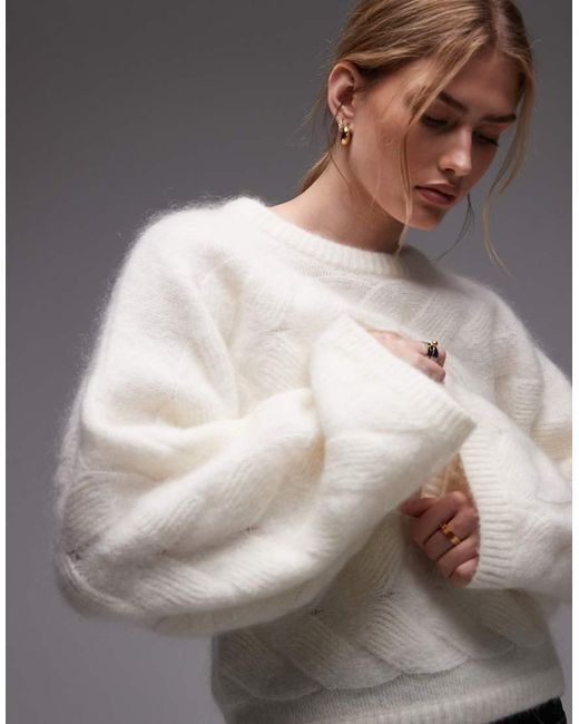 & Other Stories Gray Wool Blend Cable Knit Sweater