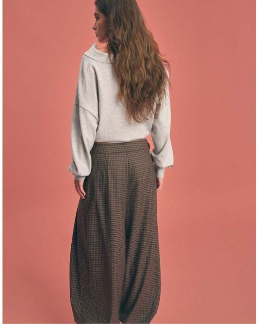 Stradivarius Pink Petite Balloon Trousers With Buckle