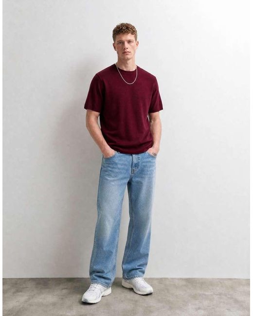 ASOS Red Oversized Knitted T-Shirt With Graphic for men