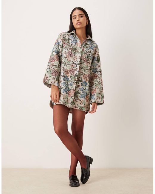 ASOS Brown Mini Shirt Dress With Wide Cuffs And Oversized Pockets
