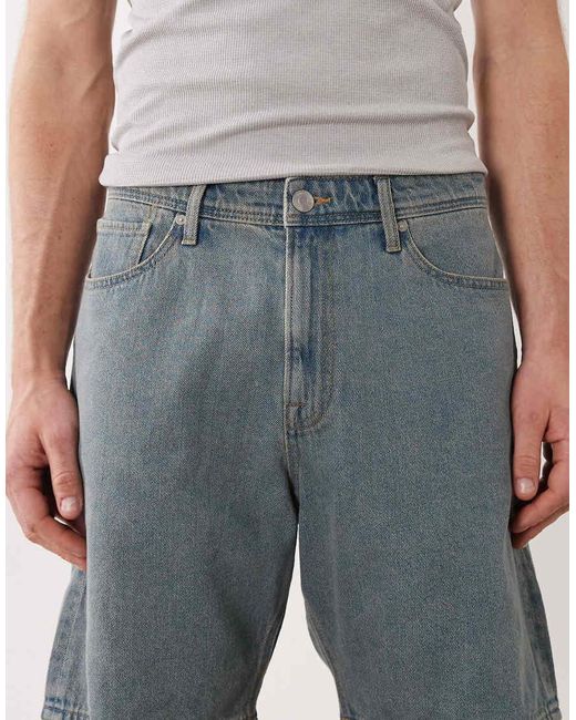 JJ Rebel Gray Relaxed Denim Shorts for men