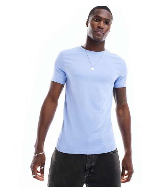 T-shirt moulant ras ASOS pour homme en coloris Blue