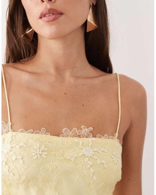 ASOS Natural Appliqué Bias Cut Satin Mini Dress