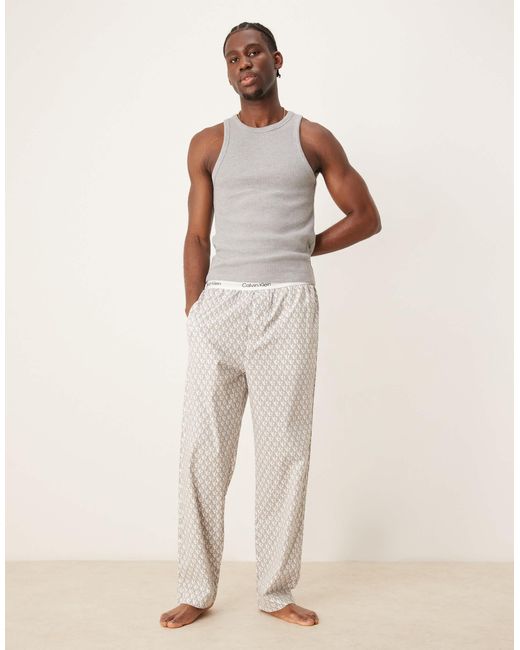 Calvin Klein – pyjamahose aus baumwolle in Natural für Herren