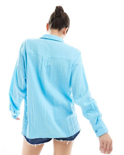 Camisa Extragrande De Algodón Texturizado De ASOS de color Blue
