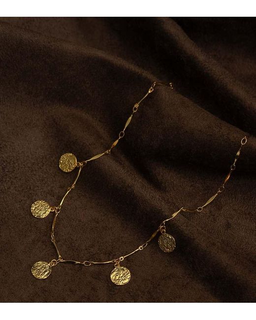Orelia Metallic Molten Coin Multi Charp Drop Necklace