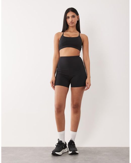 4505 Black Hourglass Icon Active High Waist 5 Inch Legging Short With Zip Phone Pocket