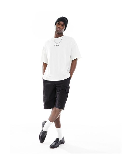 T-shirt oversize à imprimé ville sur le devant - blanc ADPT pour homme en coloris White