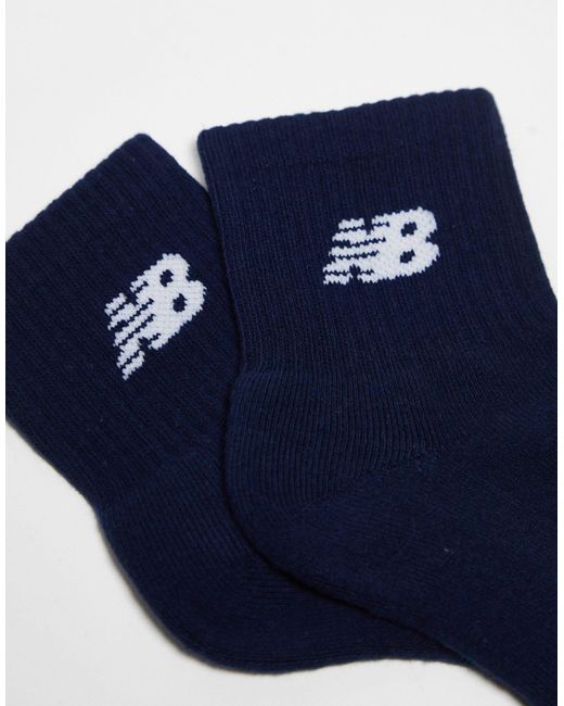 Confezione da 3 paia di calzini sportivi kaki, blu navy e marroni con logo di New Balance in Blue da Uomo