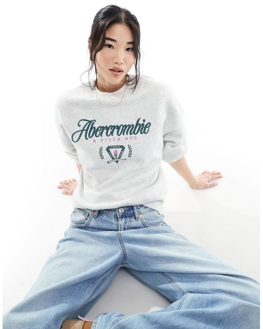 Abercrombie & Fitch White Heritage Embriodery And Print Sweatshirt