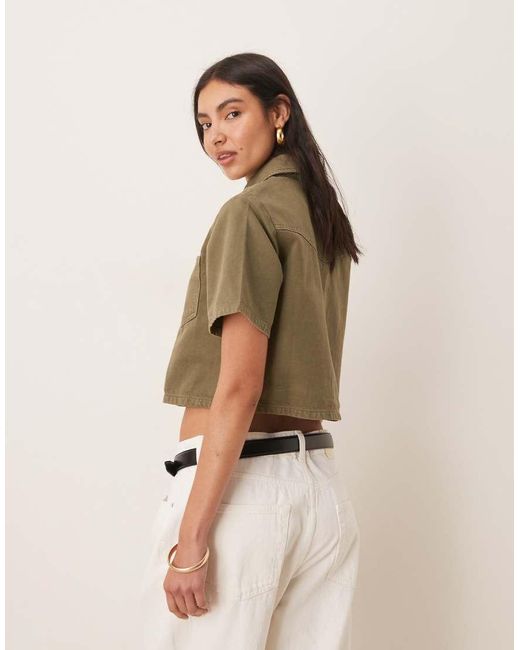 Camicia Corta Kaki di ASOS in Natural