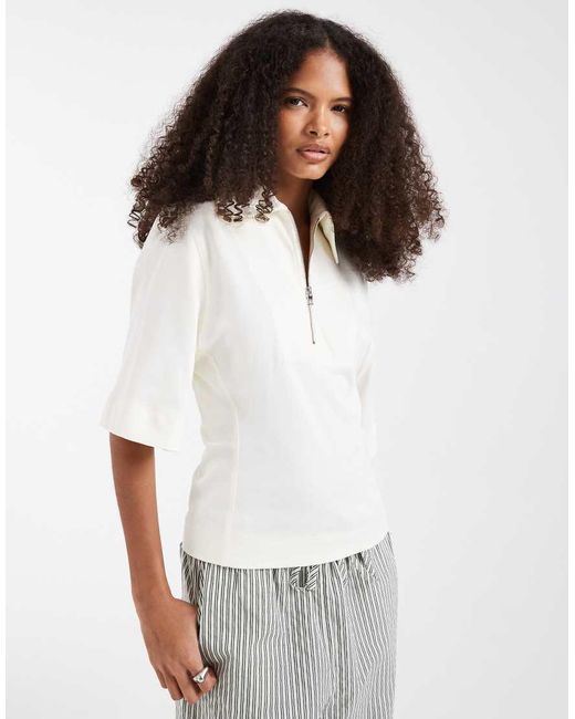 & Other Stories White Zip Up Polo Top