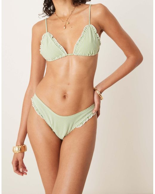 ASOS Green Anna Seersucker Triangle Bikini Top