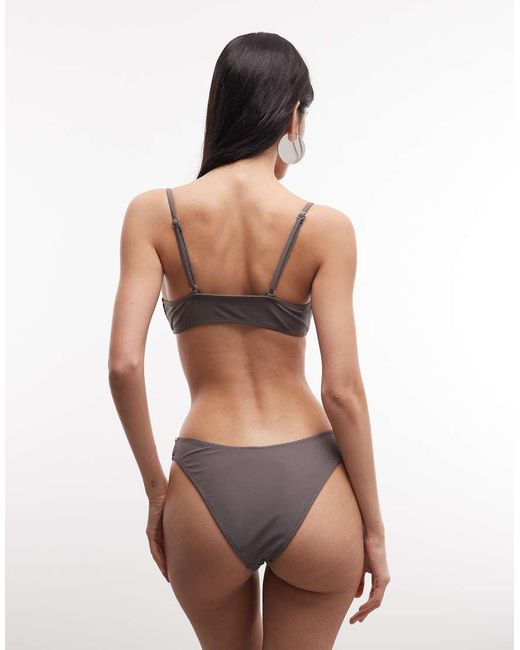 Collusion Black Button Trim Crop Bikini Top